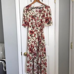 Buckle High-low wrap dress